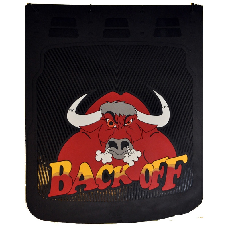 Back Off W/Bull 24 x 30 Colored Rubber Mudflap – PAIR