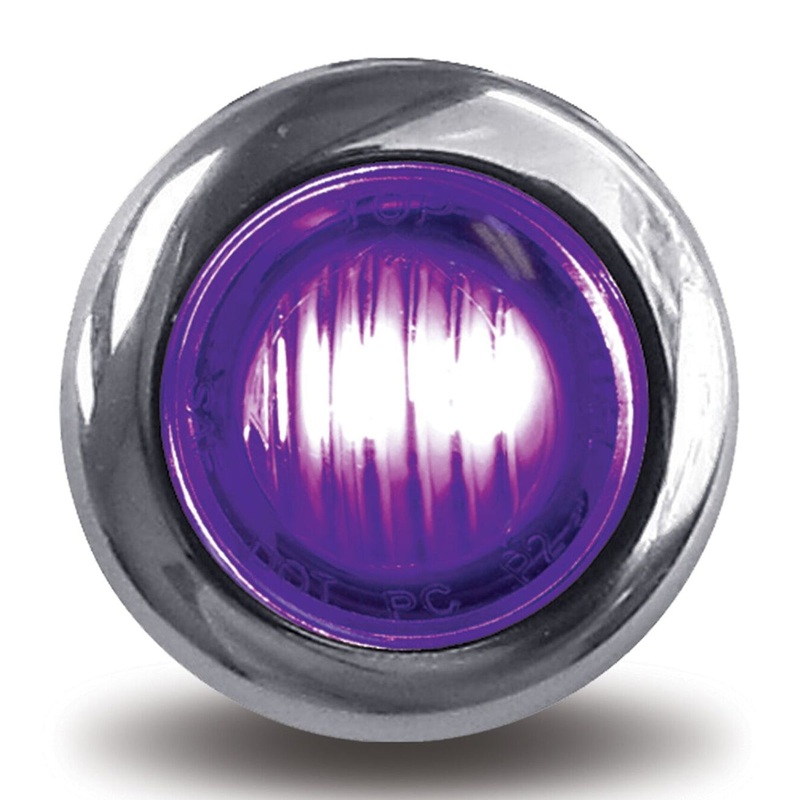 Dual Revolution Amber/Purple 1 mini button LED marker light – CLEAR lens