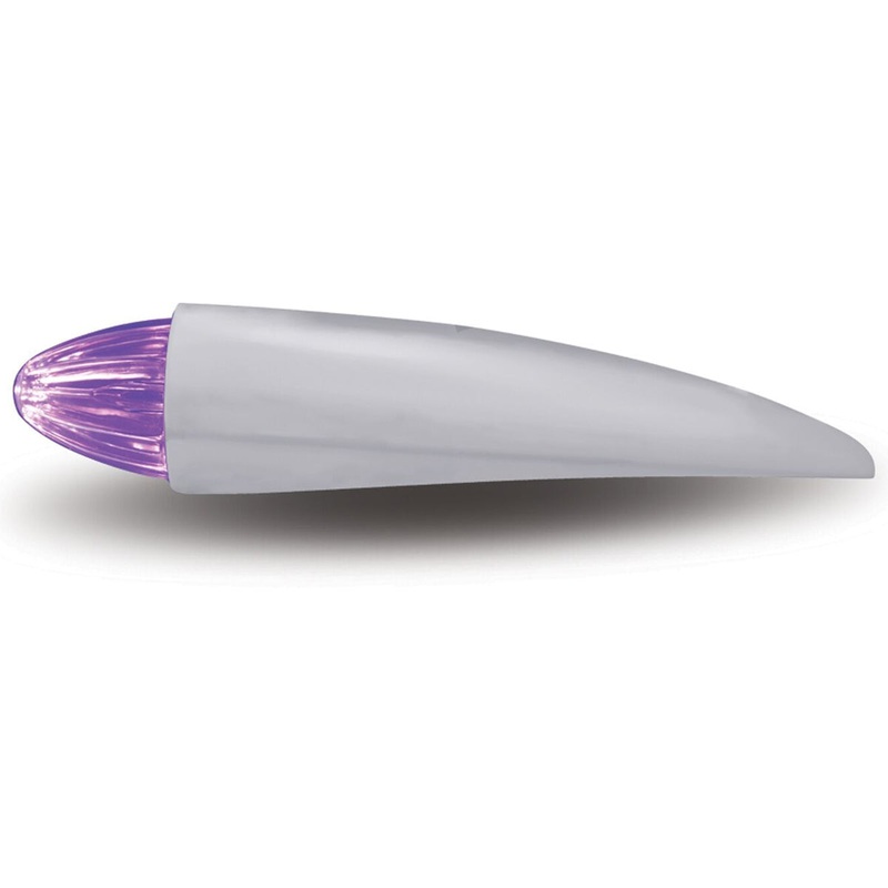 Dual Revolution Amber/Purple 19 diode Grakon 1000-style LED torpedo cab light w/chrome housing – CLEAR lens
