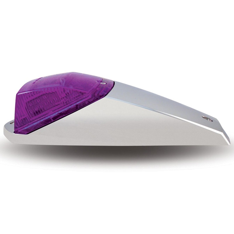 Dual Revolution Amber/Purple 42 diode Kenworth-style LED cab light w/chrome housing – CLEAR lens