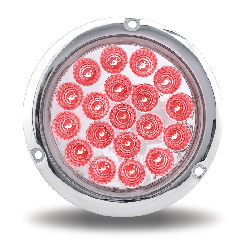 Dual Revolution Red/Blue 4 round 49 diode LED turn signal w/flange