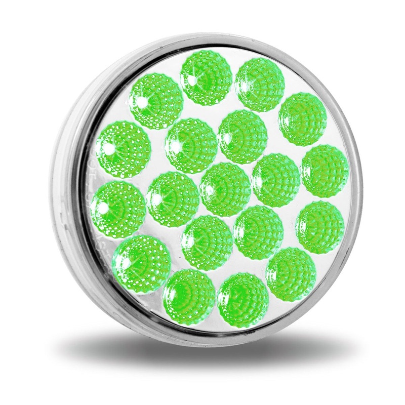 Dual Revolution Red/Green 4 round 19 diode LED stop/turn/tail and auxiliary light – CLEAR lens