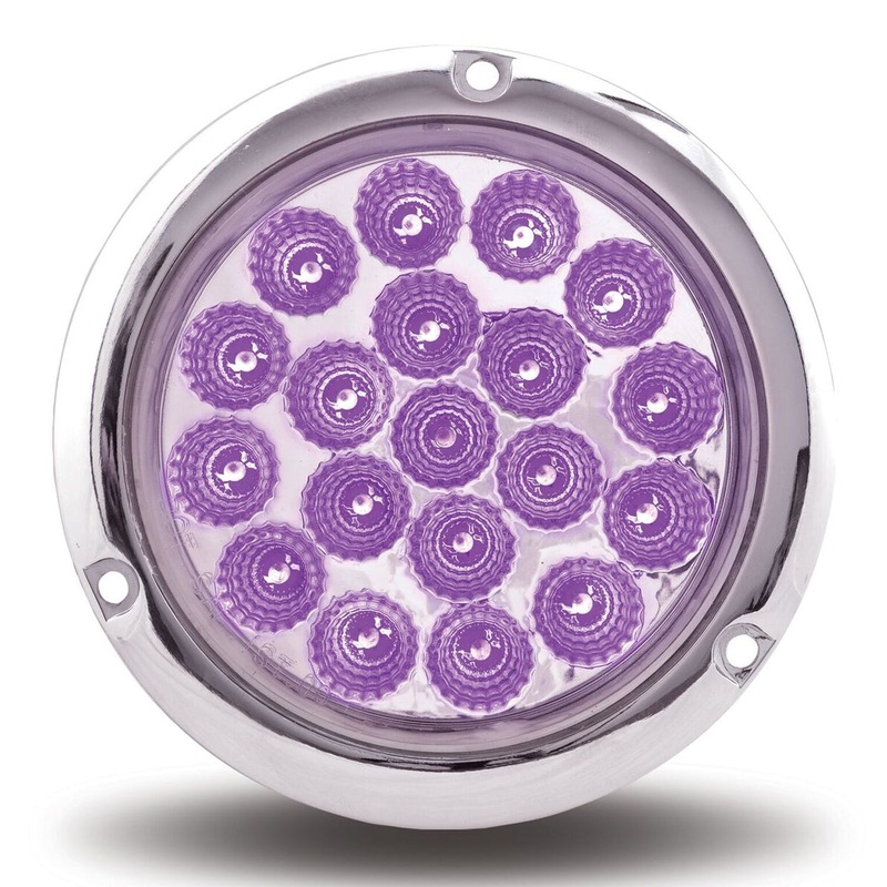 Dual Revolution Red/Purple 4 round 19 diode LED turn signal w/flange
