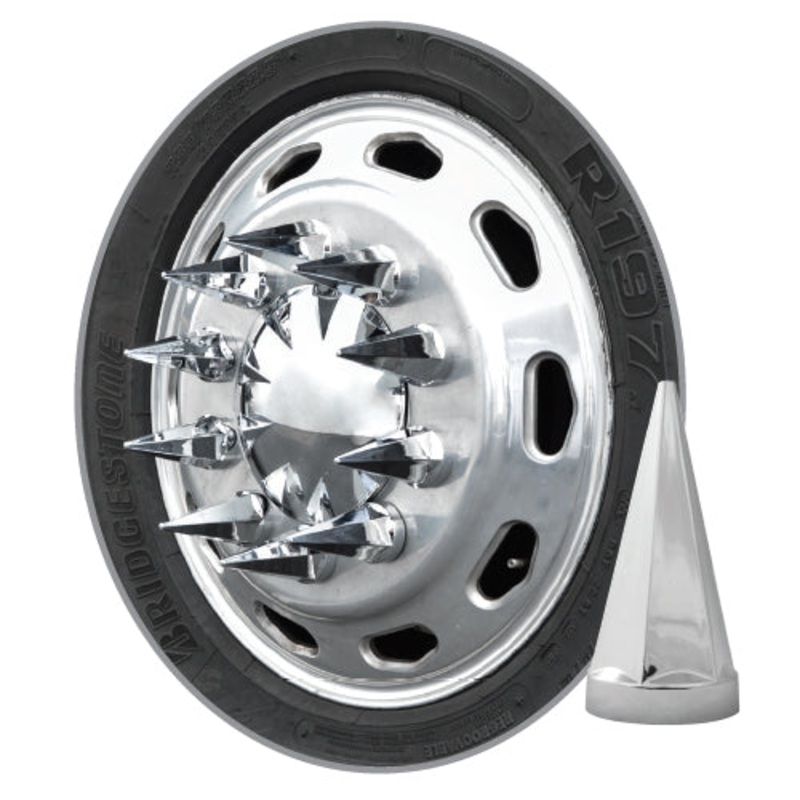 Hex Pyramid 33mm chrome plastic screw-on lugnut cover