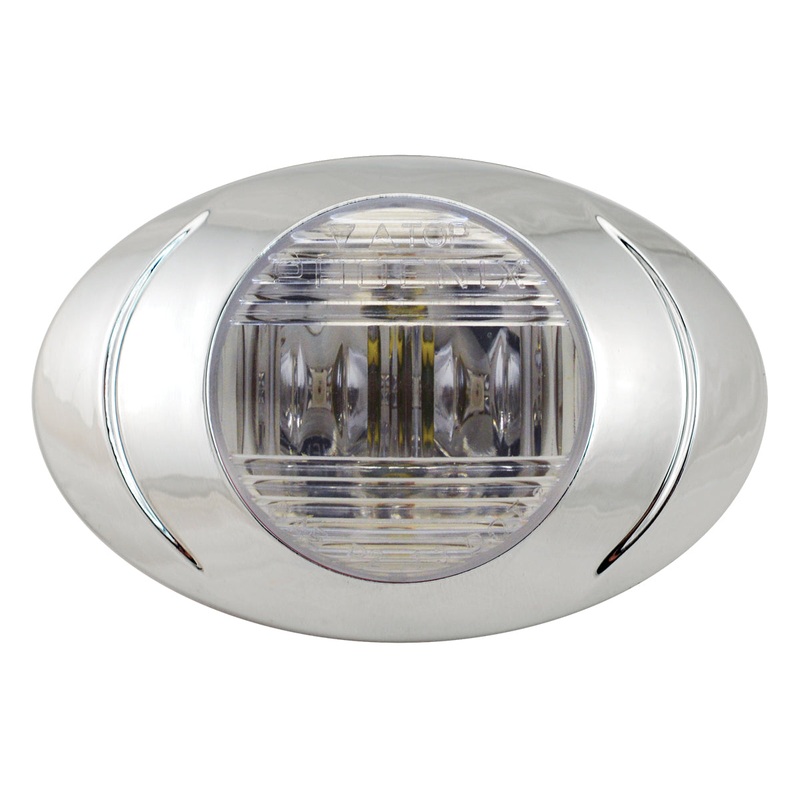 Magnum P3 amber LED marker light w/bezel – CLEAR lens, w/2 prong female plug