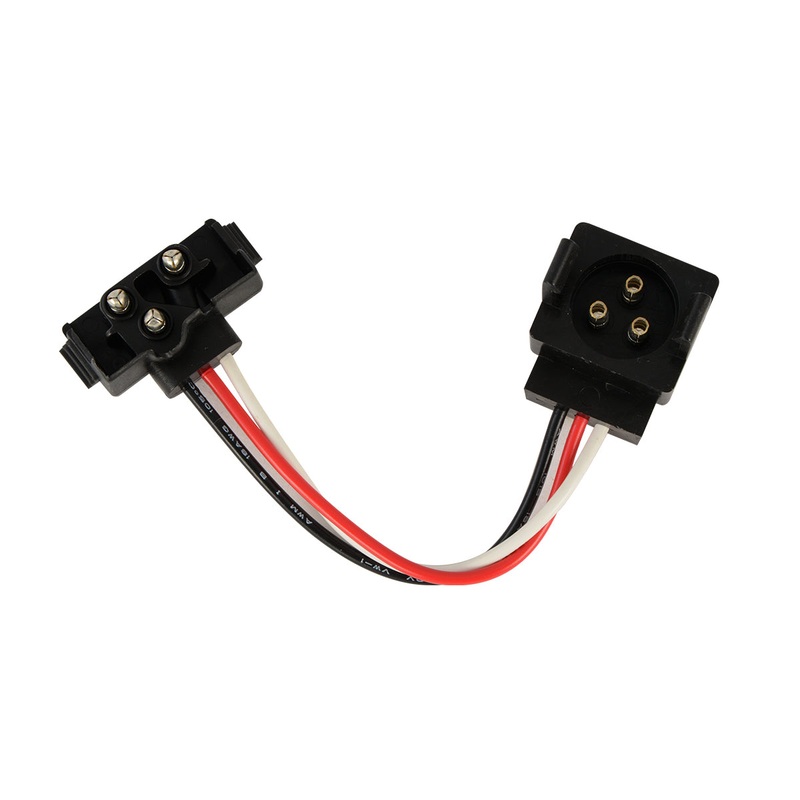 Male Grote-style 3 prong round pin to standard right angle 3 offset pin wire adapter harness