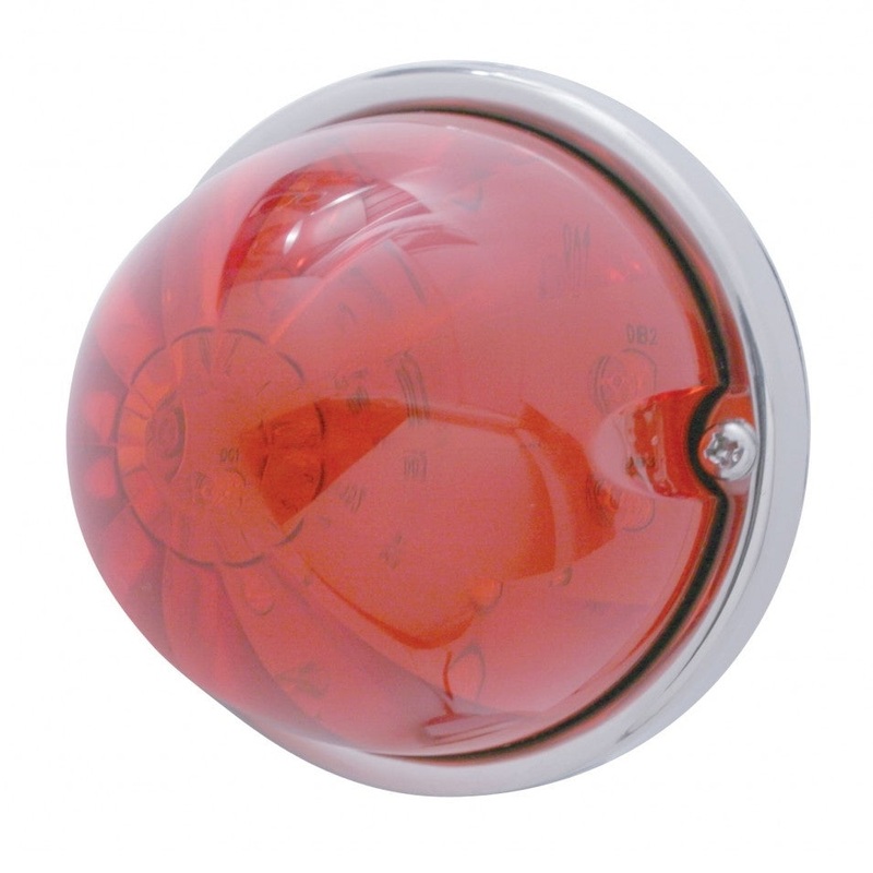 Red 17 diode LED cab light-style turn signal w/stainless steel bezel – SINGLE