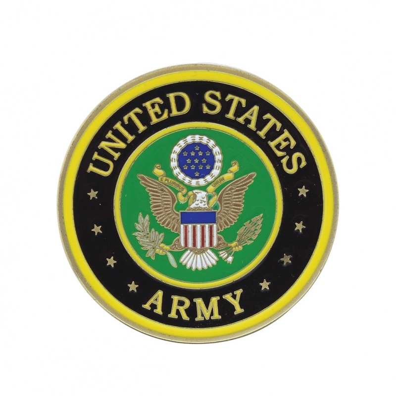 US Army 1.75 diameter metal stick-on medallion – SINGLE, Offically Licensed