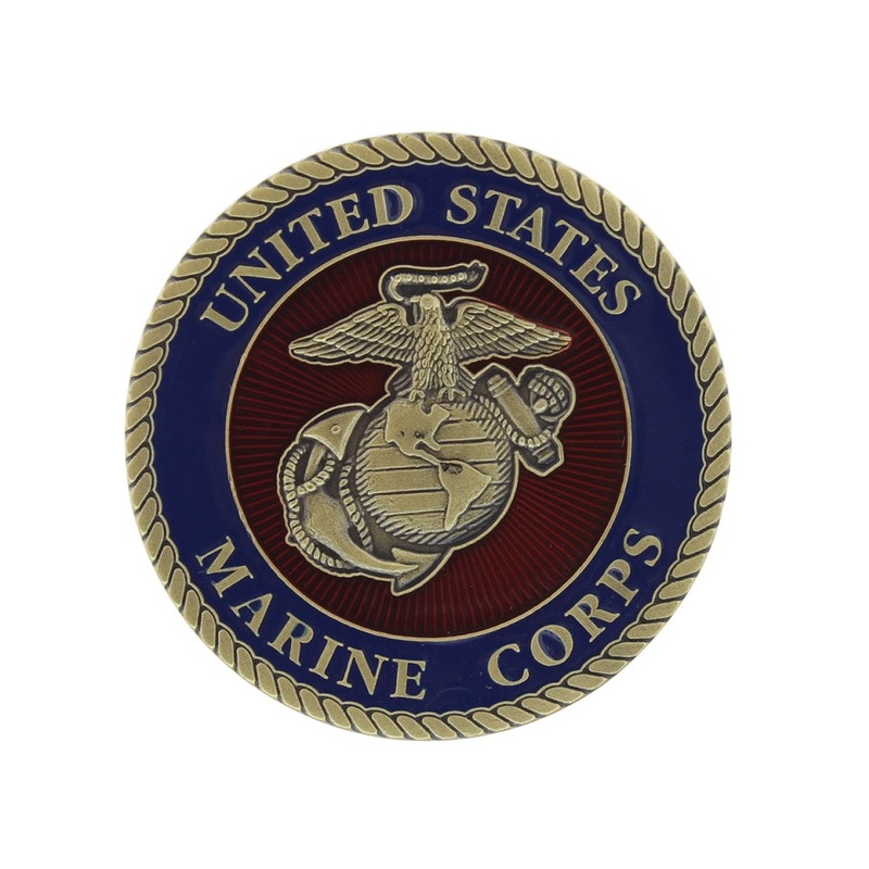 US Marine Corps 1.75 diameter metal stick-on medallion – SINGLE, Offically Licensed