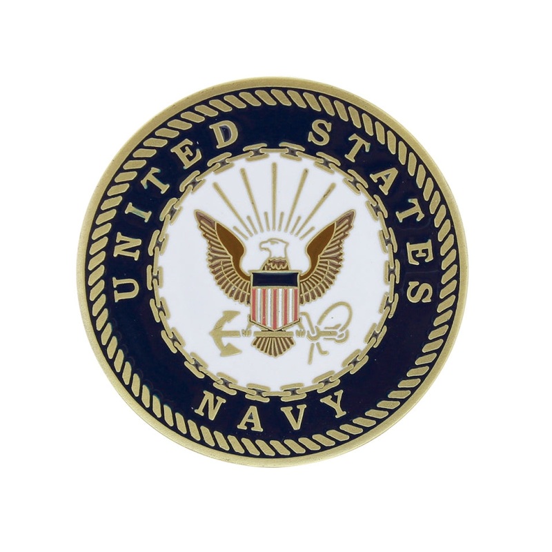 US Navy 1.75 diameter metal stick-on medallion – SINGLE, Offically Licensed