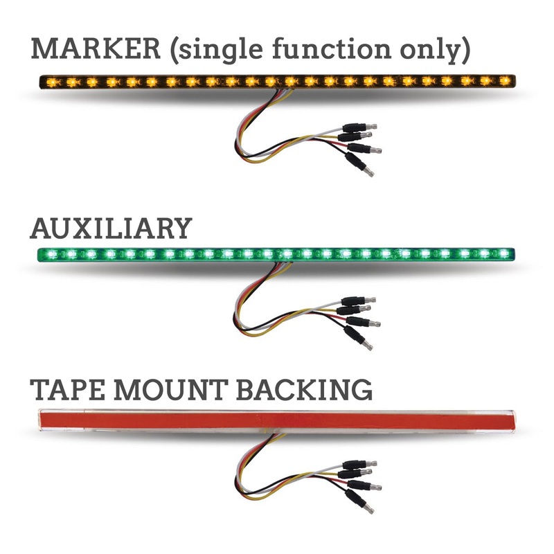 Dual Revolution 17 amber/green LED light strip w/3m tape