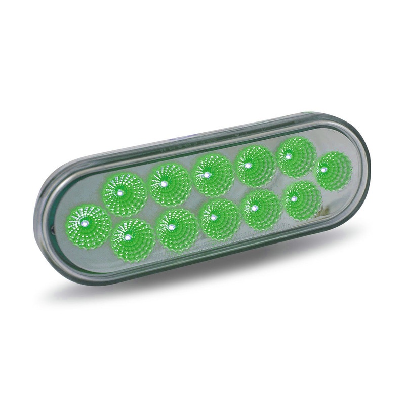 Dual Revolution Amber/Green oval 12 diode LED marker/turn signal/auxiliary light – CLEAR lens
