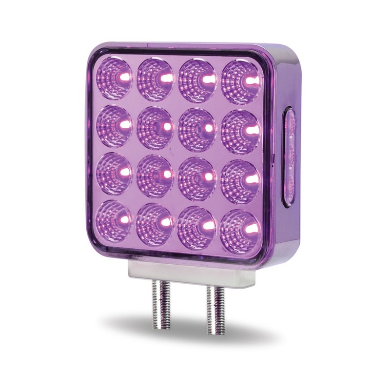 Dual Revolution Amber/Red/Purple 38 diode square LED fender marker/turn signal/auxiliary light
