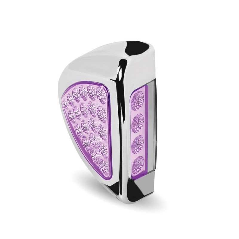 Dual Revolution Peterbilt 379 Amber/Purple 24 diode LED marker/turn signal/auxiliary light w/chrome bezel – SINGLE