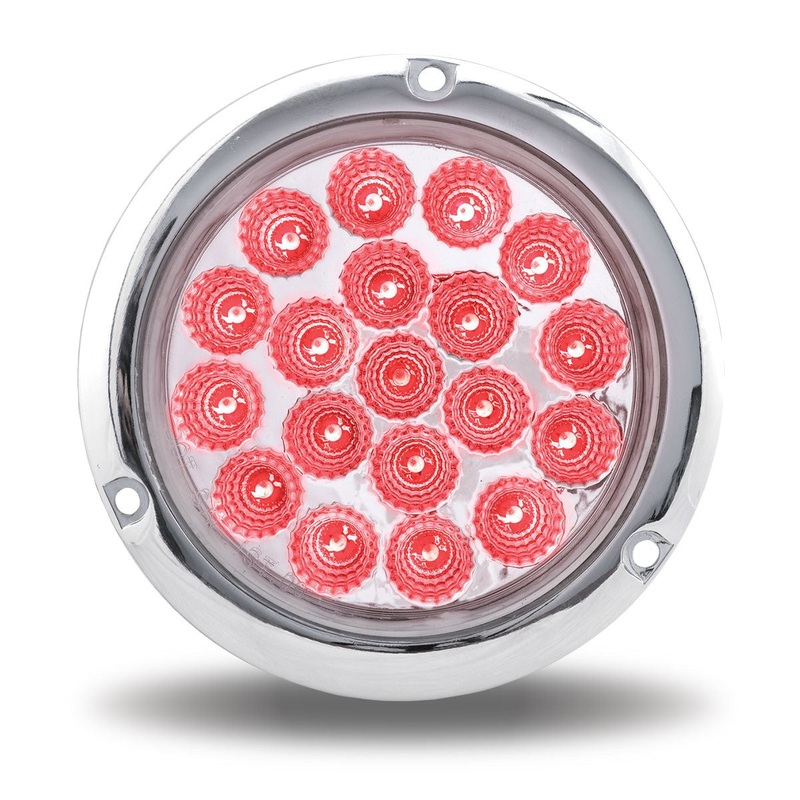 Dual Revolution Red/White 4 round 19 diode LED turn signal/backup light w/flange