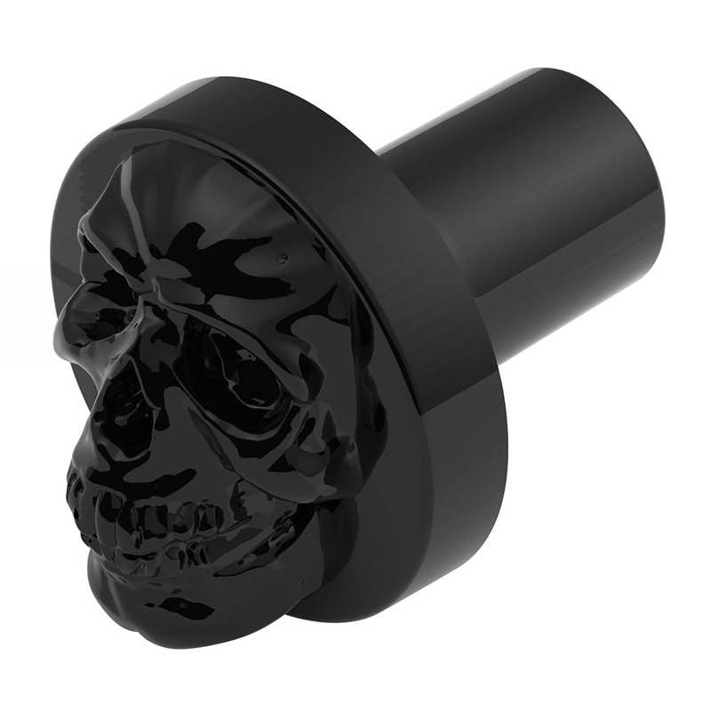 Glossy Black Skull aluminum thread-on style air brake knob – SINGLE