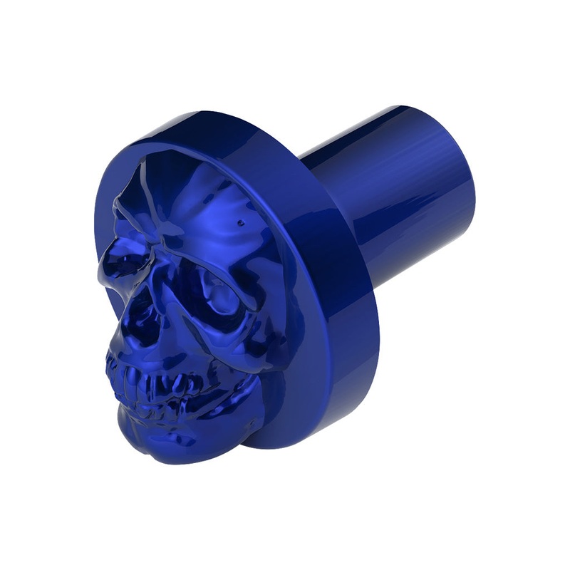 Indigo Blue Skull aluminum thread-on style air brake knob – SINGLE