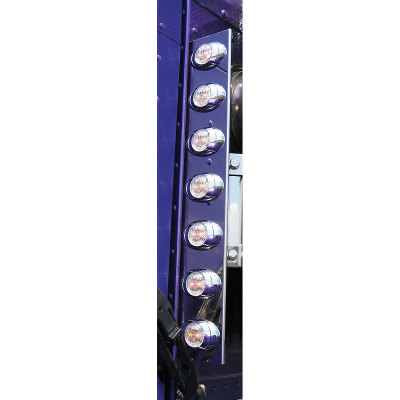 Peterbilt front 15 diameter air cleaner light brackets with 6 Amber M3 LED marker lights – CLEAR lens, PAIR
