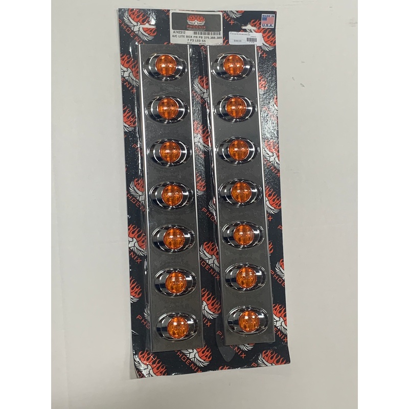 Peterbilt front 15 diameter air cleaner light brackets with 6 Amber M3 LED marker lights – PAIR