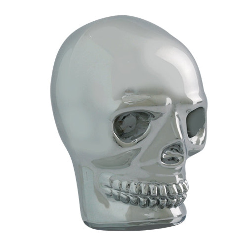 Skull chrome aluminum gear shift knob with threaded insert – NO BASE