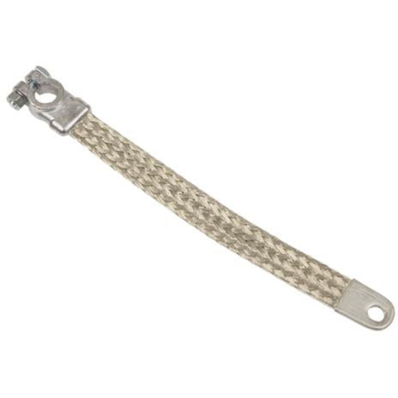 15-1/2 INCH 2 AWG BATTERY GROUND STRAP WITH TOP POST STRAIGHT X 7/16 EYELET CONNECTIONS