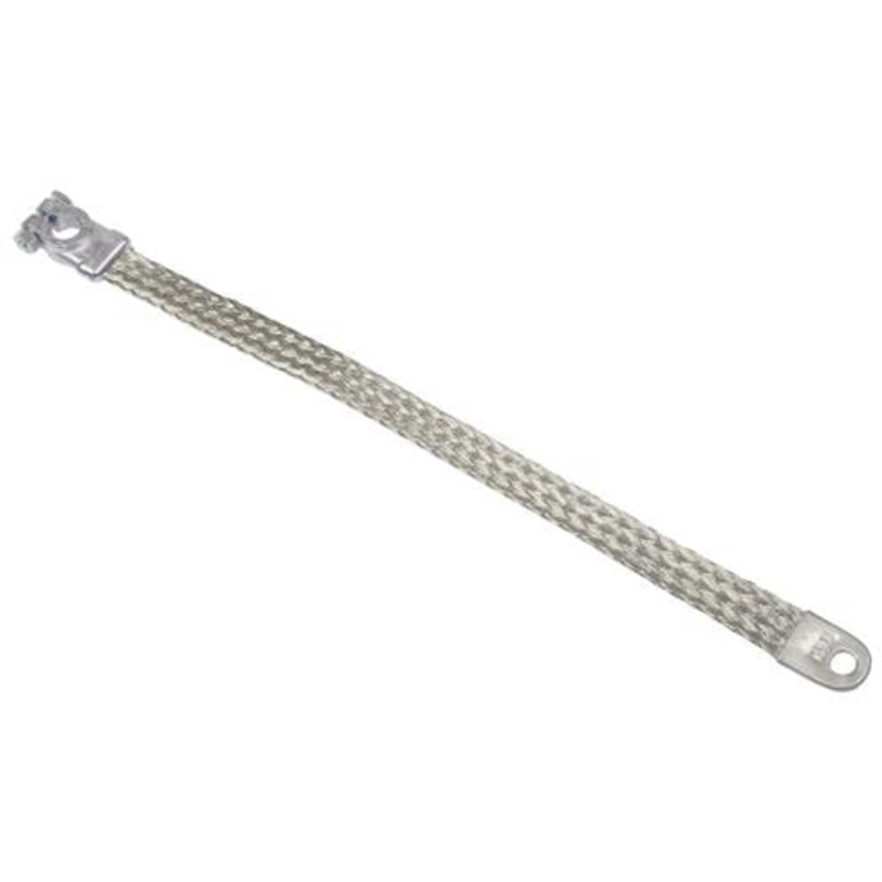 17 INCH 2 AWG BATTERY GROUND STRAP WITH TOP POST STRAIGHT X 7/16 EYELET CONNECTIONS