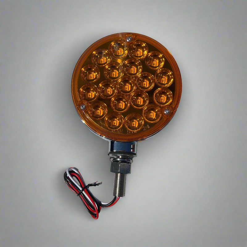 Amber/Red dual face 4 round pedestal turn signal light with reflector – SINGLE