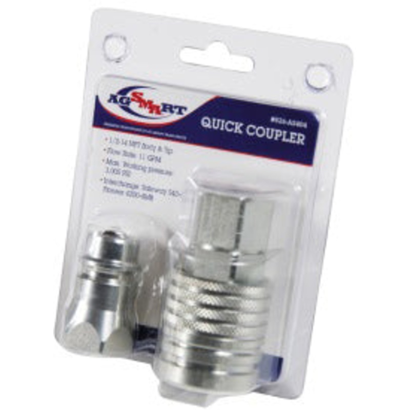 AGSMART PUSH TO CONNECT QUICK COUPLER WITH TIP – 1/2 BODY x 1/2 NPT – VISIPACK