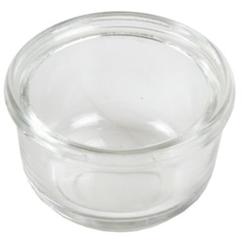 GLASS FUEL SEDIMENT BOWL. 2 OD, 1.280 LONG