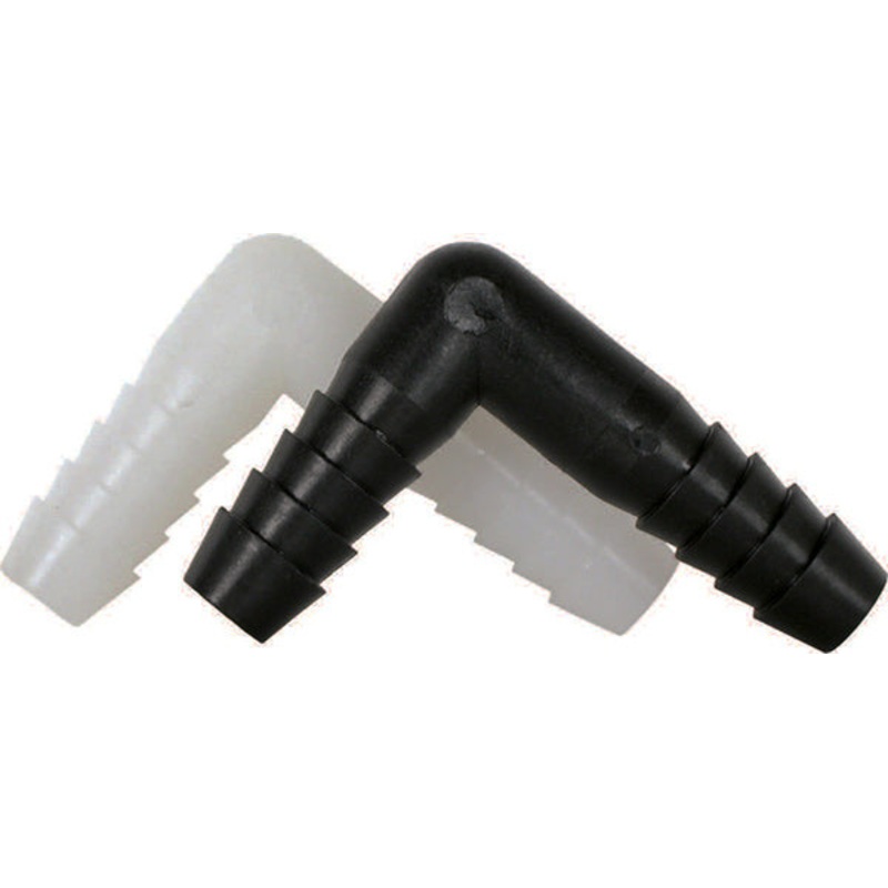 1/2 INCH X 1/2 INCH HOSE BARB X HOSE BARB  POLY ELBOW – 90