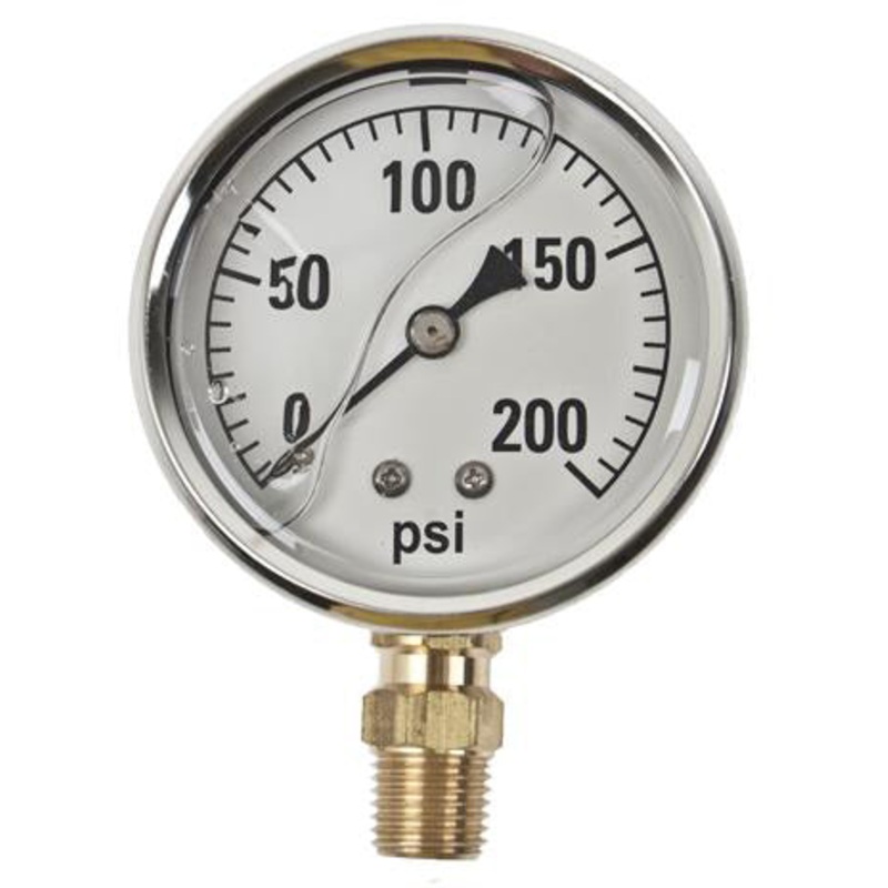 200 PSI LIQUID FILLED  / STAINLESS GAUGE – 2-1/2 DIAMETER