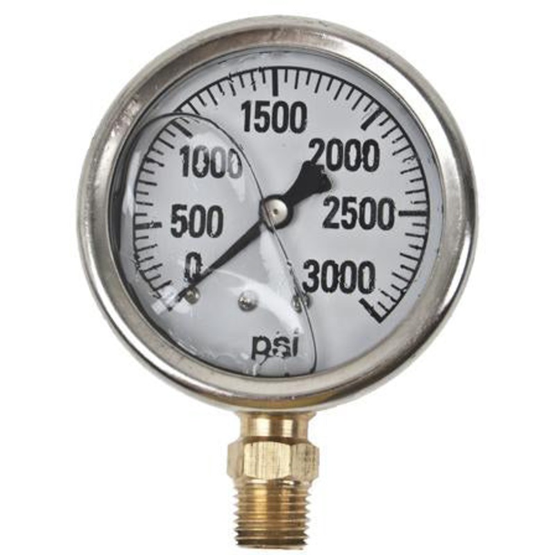 3000 PSI LIQUID FILLED  / STAINLESS GAUGE – 2-1/2 DIAMETER