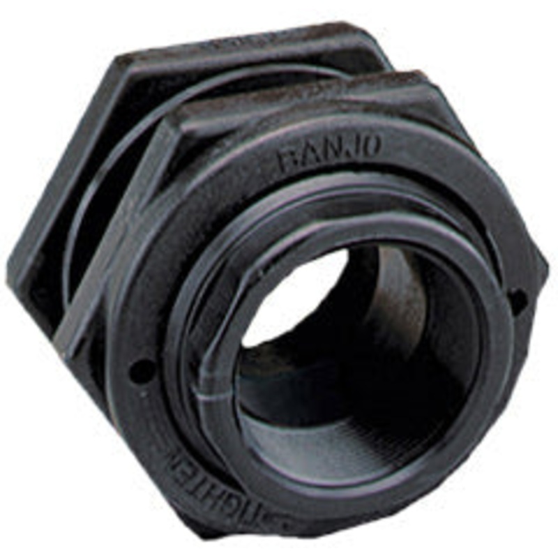 BANJO TF100 POLYPROPYLENE BULKHEAD TANK FITTING, 1 FNPT