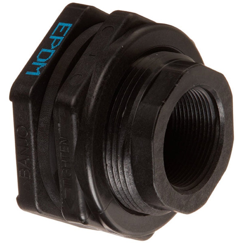 BANJO TF150 POLYPROPYLENE BULKHEAD TANK FITTING, 1-1/2 FNPT