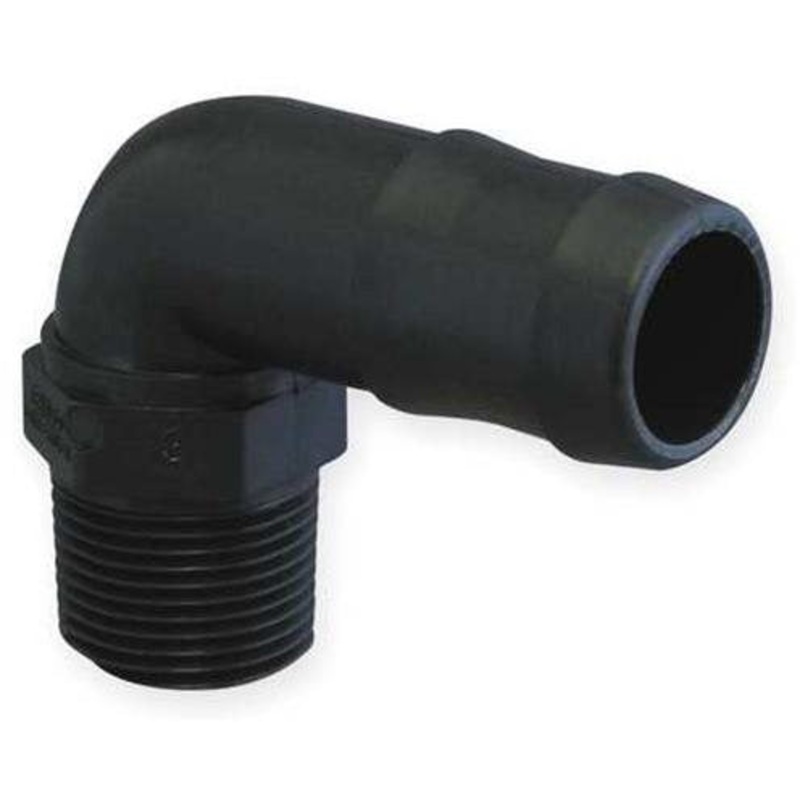 1 INCH X 3/4 INCH MNPT X HOSE BARB  POLY ELBOW – 90