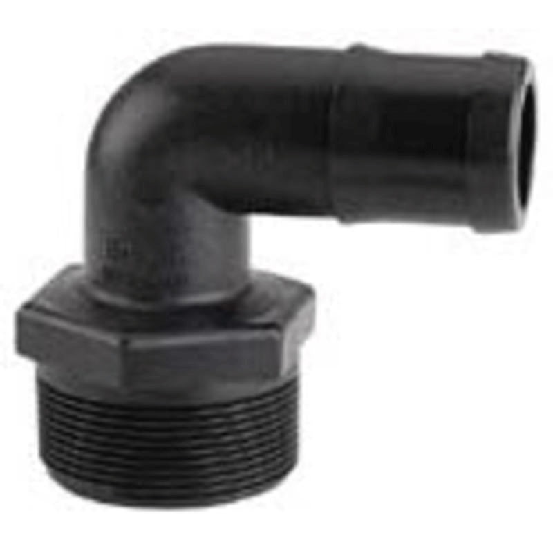 3/4 INCH X 1 INCH MNPT X HOSE BARB  POLY ELBOW – 90