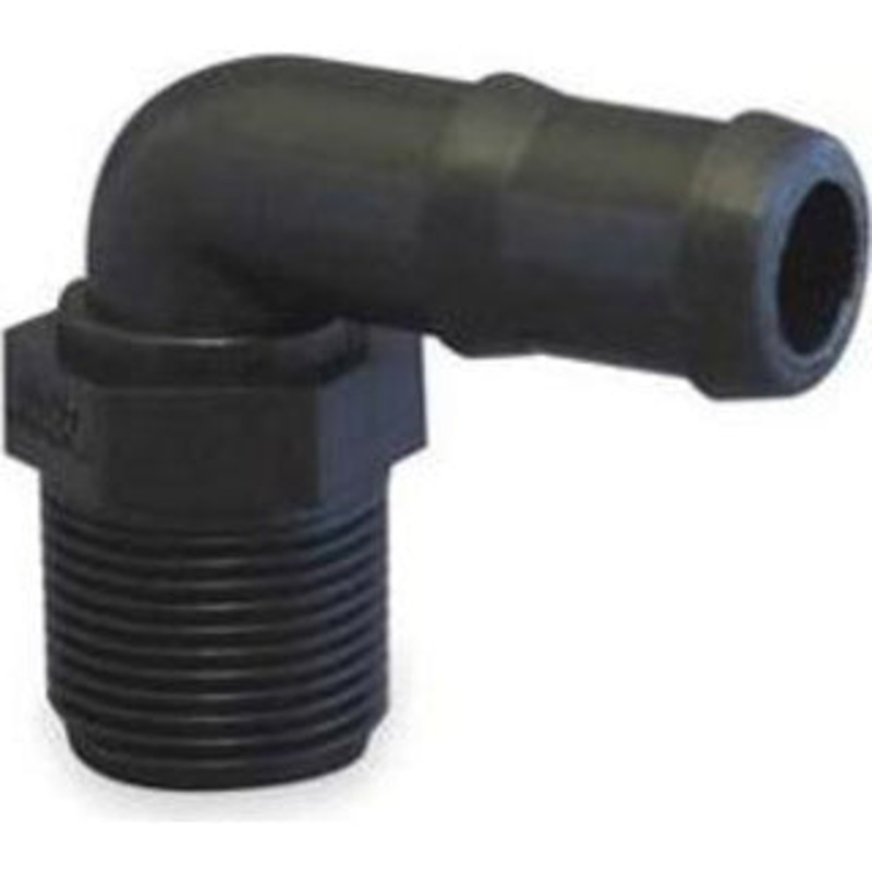 3 INCH X 3 INCH MNPT X HOSE BARB  POLY ELBOW – 90