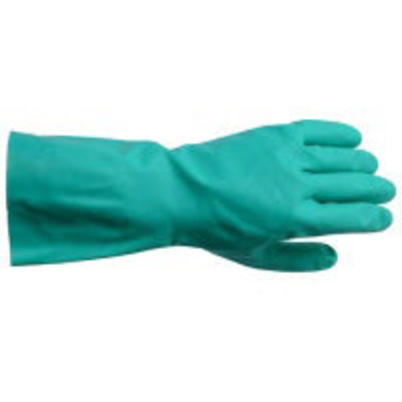 14 INCH NITRILE GREEN GLOVES MEDIUM/LINED