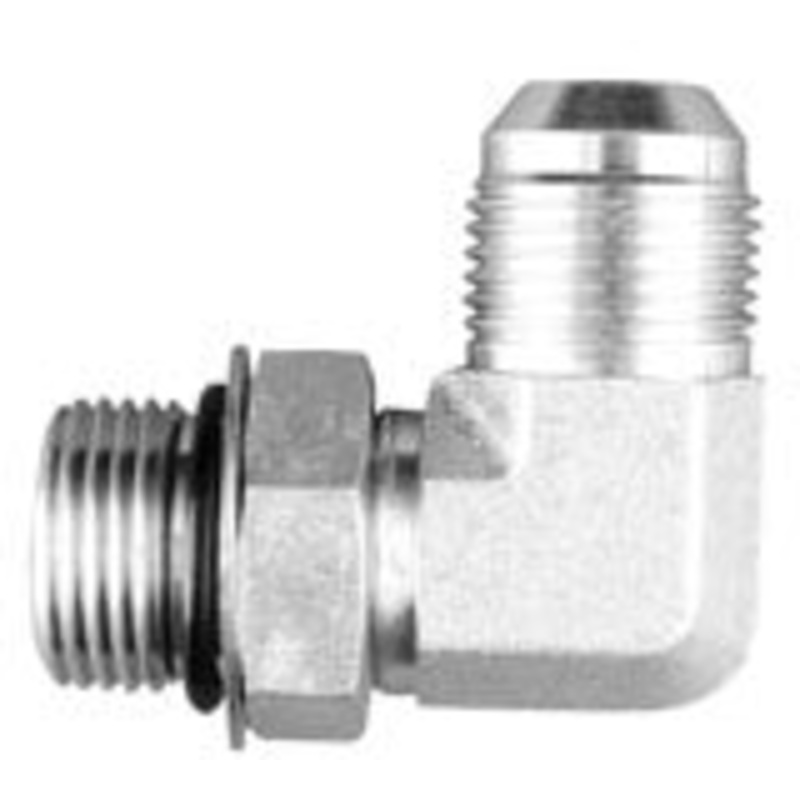 1/2 MALE JIC X 3/8 MALE O-RING BOSS 90 DEG; – STRAIGHT THREAD ELBOW – STEEL