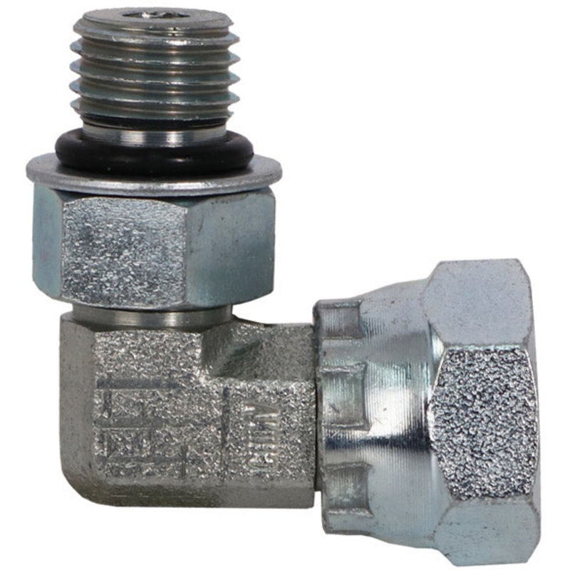1/4 MALE O-RING BOSS X 1/4 FEMALE PIPE SWIVEL 90 DEG; – NPSM ELBOW – STEEL