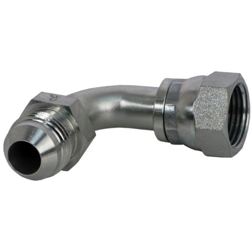 3/8 MALE JIC X 3/8 FEMALE JIC SWIVEL 90 DEG; – SWIVEL NUT BENT TUBE – STEEL