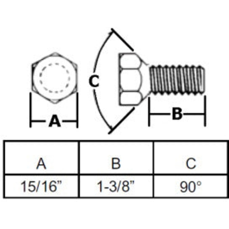 5/8-18  WHEEL BOLT WITH 1-3/8 INCH THREAD LENGTH