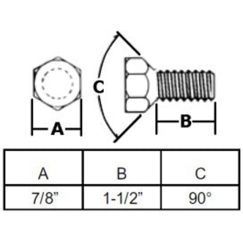 9/16-18  WHEEL BOLT WITH 1-1/2 INCH THREAD LENGTH