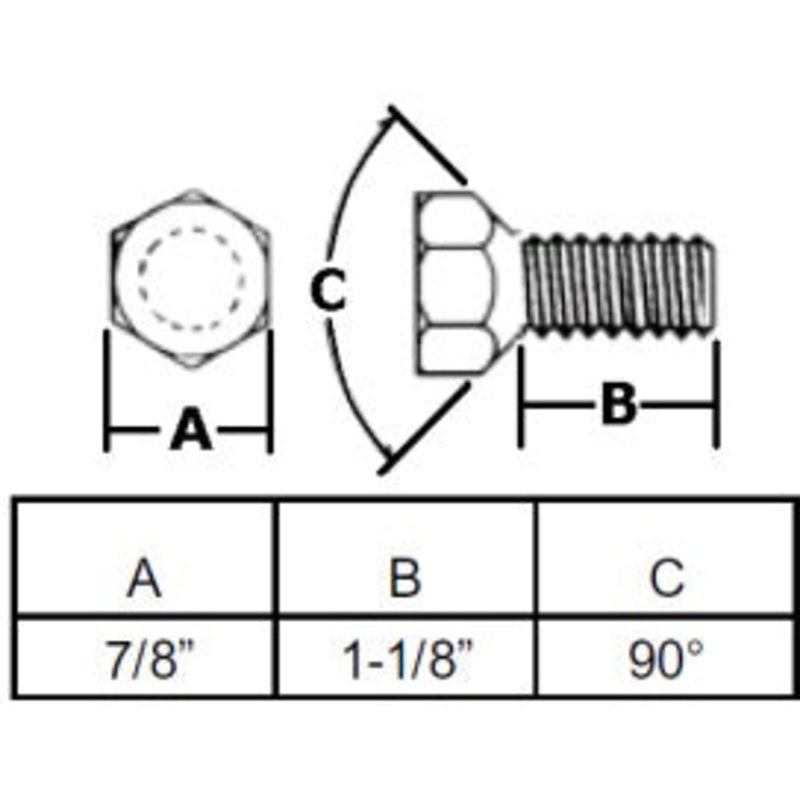 9/16-18  WHEEL BOLT WITH 1-1/8 INCH THREAD LENGTH