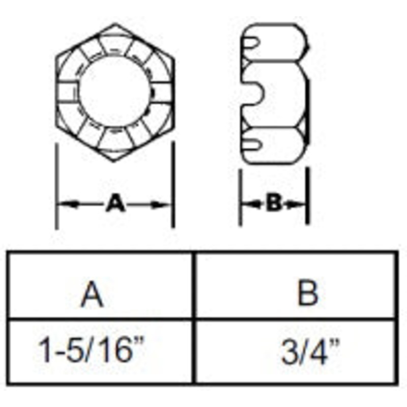SLOTTED HEX NUT FOR SPINDLE  7/8-14