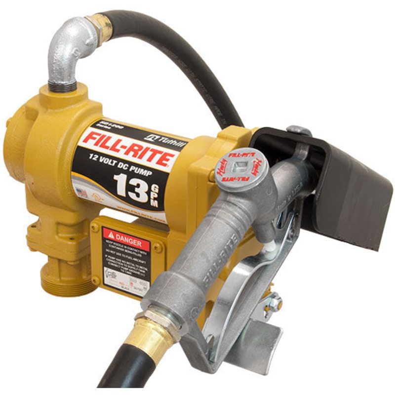 12V FUEL TRANSFER PUMP WITH HOSE AND MANUAL NOZZLE – 13 GPM
