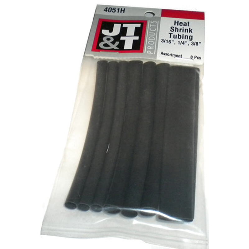 HEAT-SHRINK TUBE ASST BLACK 3/16, 1/4, 3/8 X 4 8PK