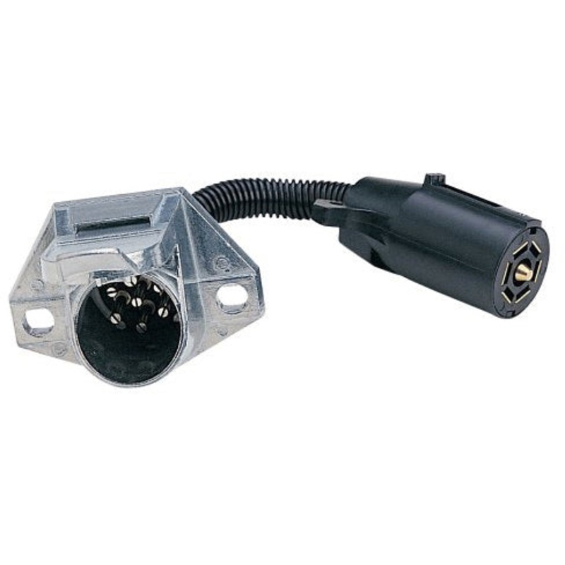 TRAILER WIRING PLUG ADAPTER  – FROM 7 BLADE RV TO 7 PIN ROUND IMPLEMENT