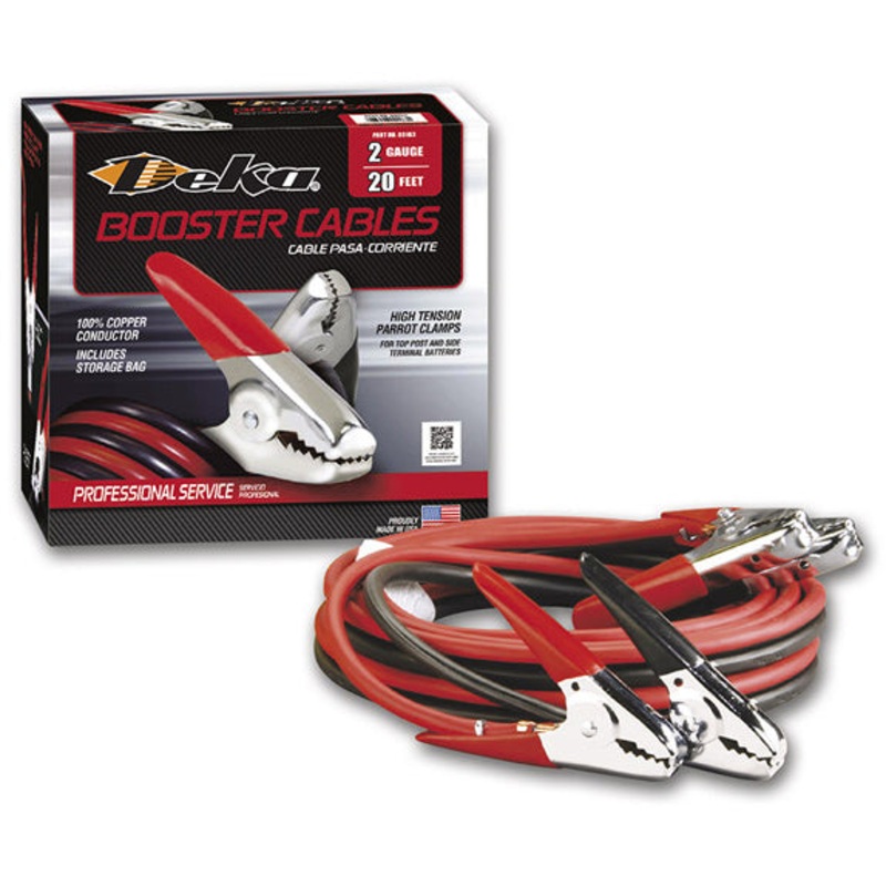 02 AWG GAUGE 20 FOOT PROFESSIONAL BOOSTER CABLES WITH PARROT CLAMPS