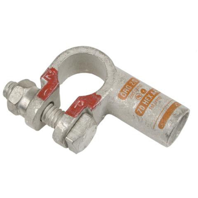 2/0 AWG TOP POST – LEFT 90 DEGREE CRIMP/SOLDER POSITIVE BATTERY TERMINAL